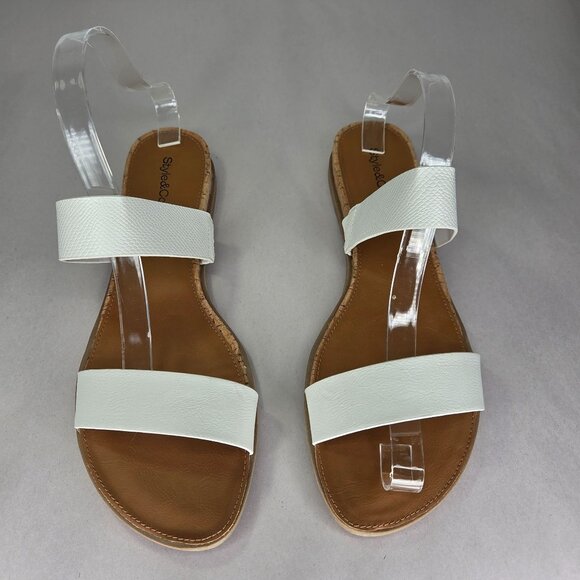 Style & Co Women's Elliee Flat Cushioned Sandals White - Picture 2 of 8